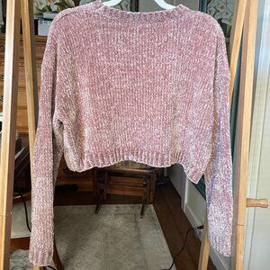 Cropped Pink Chenille Sweater L